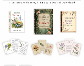 Miniature Flower Herb Books – 1:12 Scale Dollhouse (Downloadable PDF)
