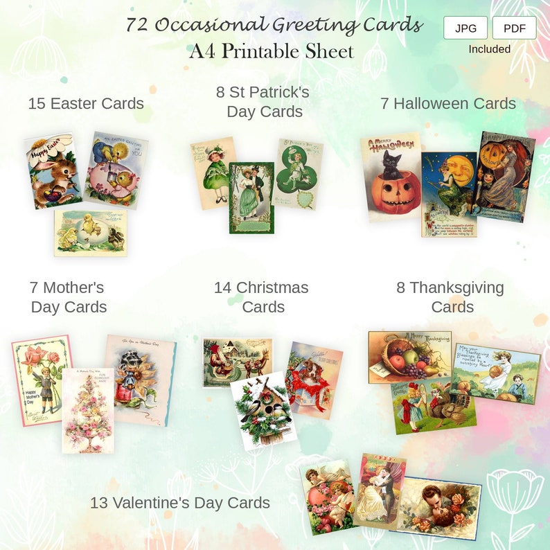 Printable Greeting Cards for Dollhouse: Valentine's Day, Easter, St Patrick's Day, Halloween, Christmas, Thanksgiving, DOWNLOAD, print image 1