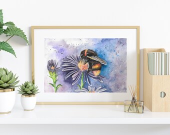 The Bee - Printable watercolor painting DOWNLOAD and print Digital print