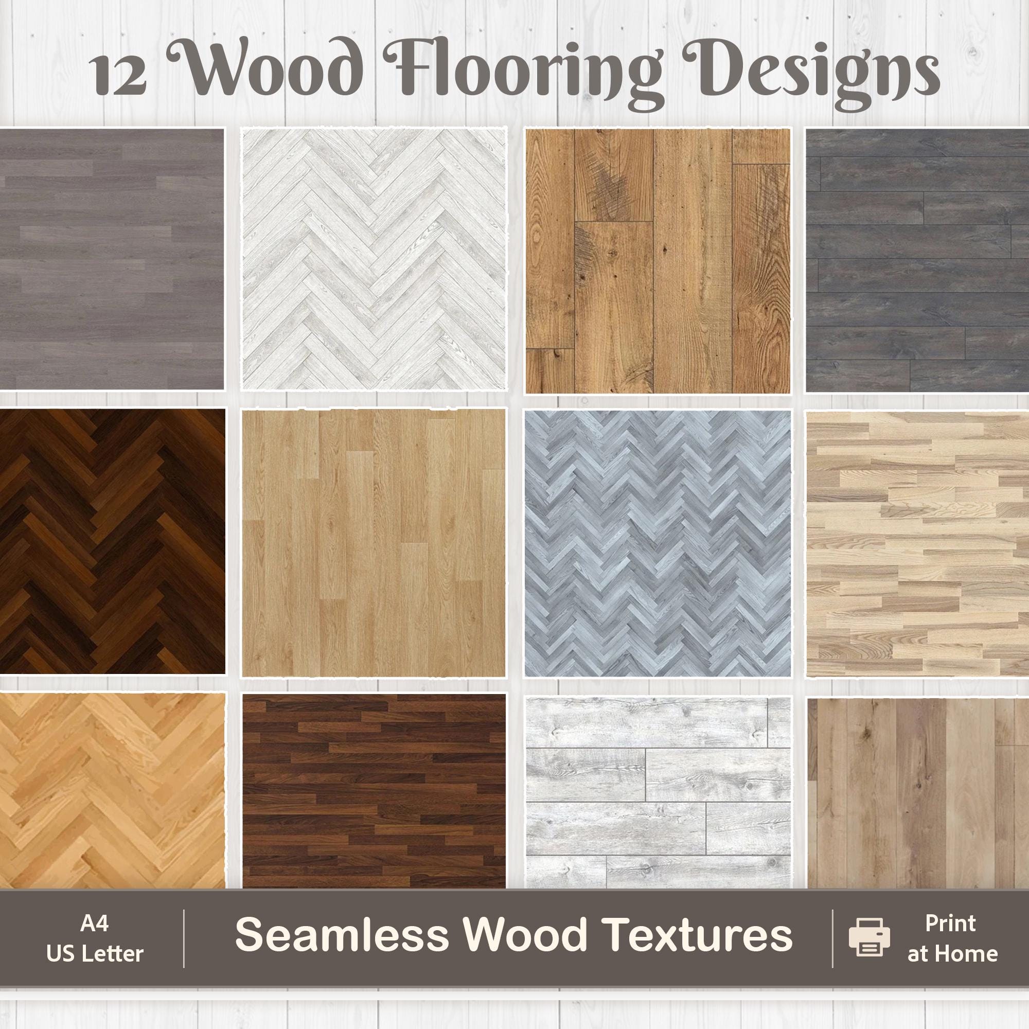 12 Dollhouse Wood Flooring Patterns | A4 | US Letter | Printable Sheets | Instant Download PDF | Seamless Wood Pattern