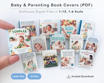 Miniature Baby and Parenting Book Covers | 1:12, 1∶6 Scale Dollhouse Nursery, Kids Room (PDF Download)