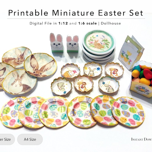 Miniature Printable Easter Set Dollhouse Printable Plates Etsy