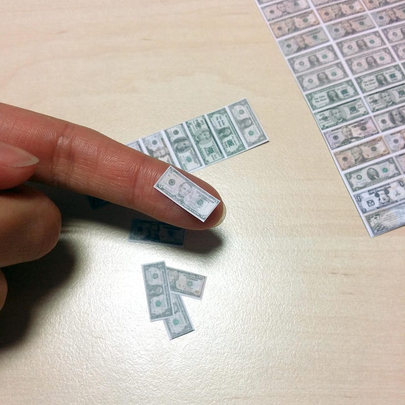 Printable Money for Dollhouse Miniatures