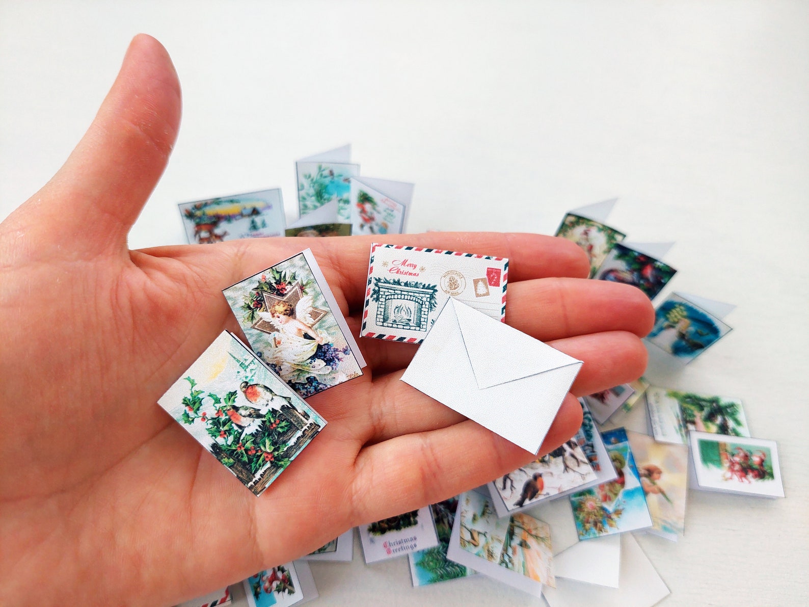 Printable Miniature Christmas Greeting Cards With Envelopes - Etsy