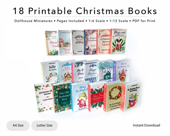 18 Printable Miniature Christmas Books Dollhouse Miniatures - Etsy