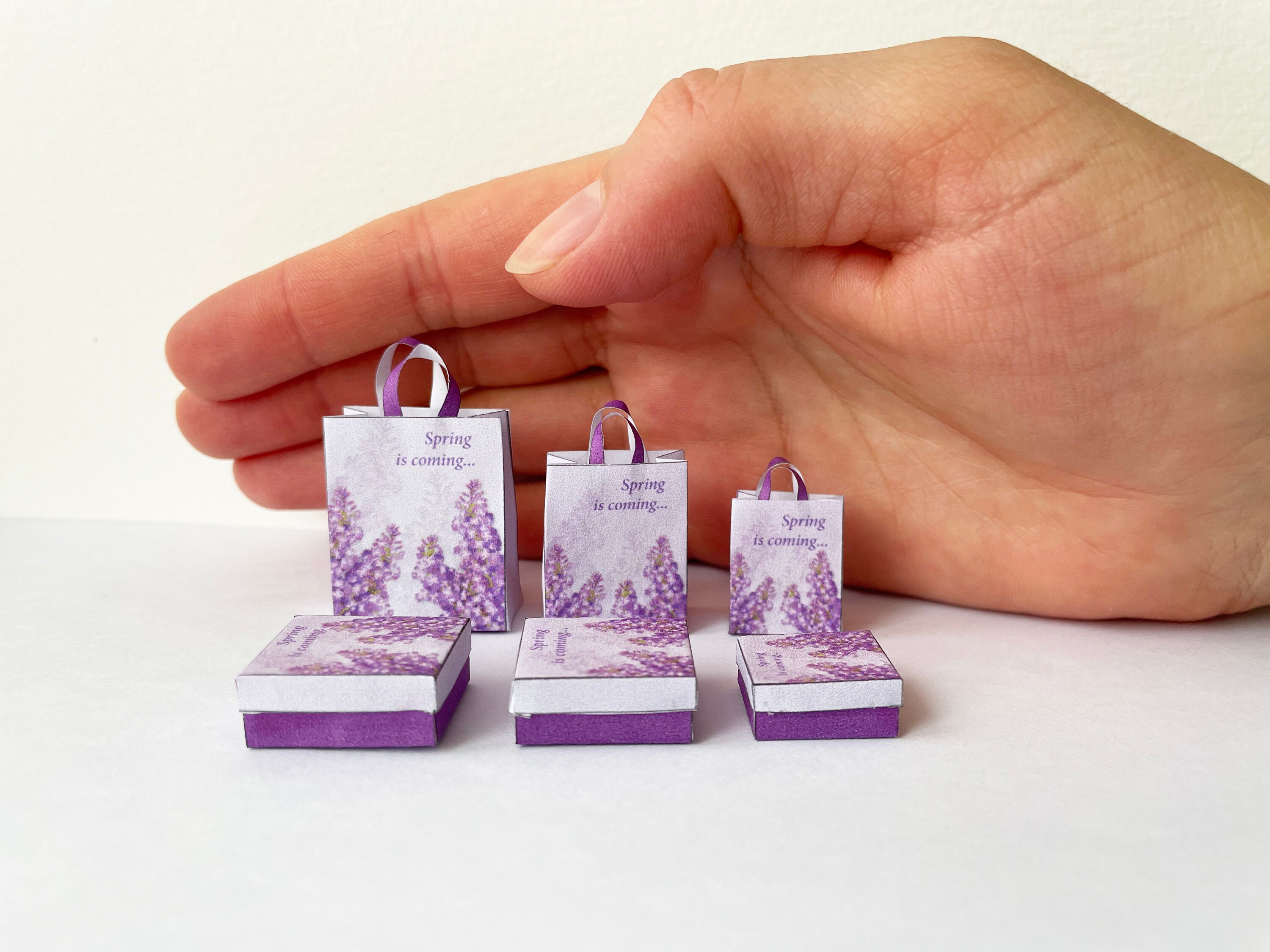 Miniature Printable Dollhouse Shopping Bags and Boxes Purple Etsy