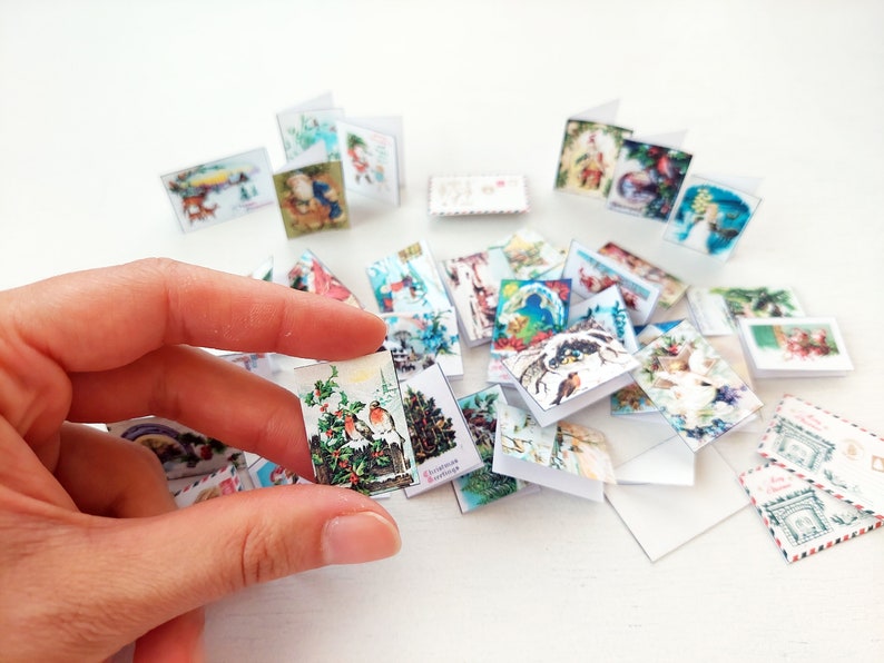 Printable Miniature Christmas Greeting Cards With Envelopes - Etsy