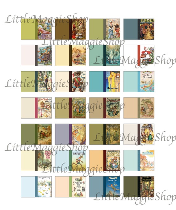 28 Fairy Tale Miniature Book Cover 112 A4 Printable Sheet Dollhouse Download
