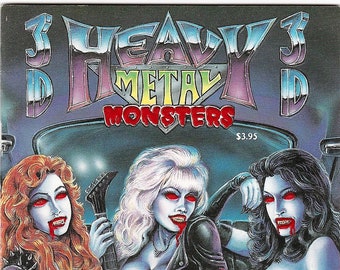 Heavy Metal Monsters 3D 2 NM- With Glasses 3-D Zone Horror Vampire Comics Modern Age 1993 Anniversary Birthday Gifts for Him Her