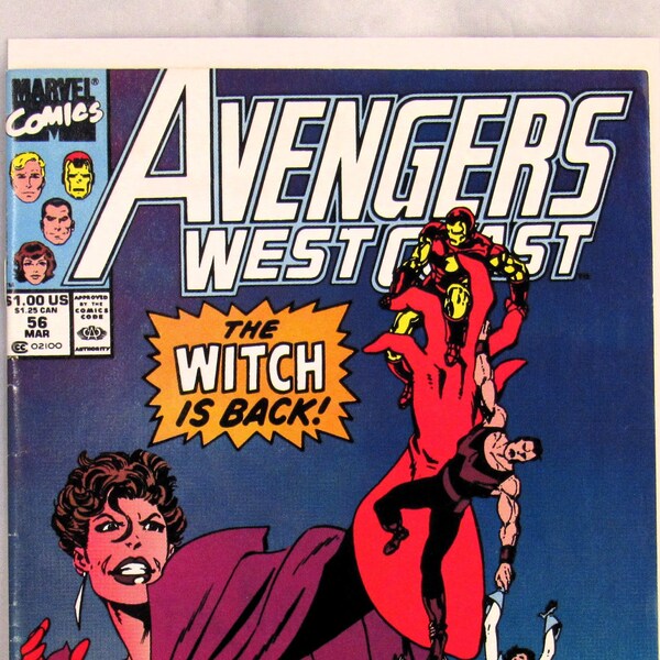 West Coast Avengers 56 VGFN 1ST Cover Appearrance Dark Scarlet Witch Newsstand Variant John Byrne Paul Ryan Marvel Comics Book March 1990