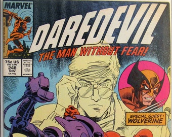 Daredevil 248 VF- Wolverine 1st Appearance Bushwacker Kingpin Cameo Marvel Comic Book Nov 1987 Copper Age Christmas Birthday Gift for Him