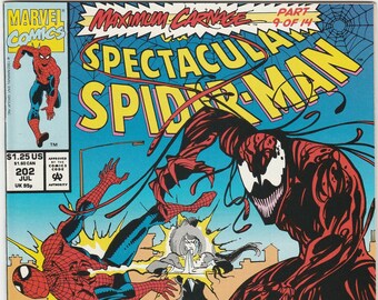 Spectacular Spider Man 202 VFNM Venom Maximum Carnage Firestar Cloak Marvel Comics Book July 1993 Modern Age Gifts for Him Her