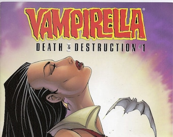 Vampirella Death & Destruction 1 NM- Blue Gloves Variant Ashcan April 1996 Vampires Horror Harris Comics Books Birthday Gifts for Him