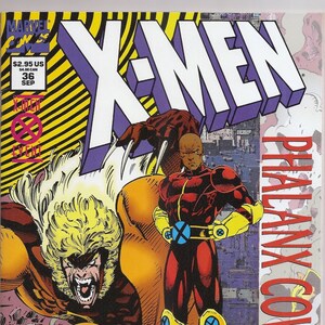 May include: X-Men comic book cover featuring multiple characters. The cover has the title "X-MEN" in large, purple letters. The comic book has the text "PHALANX COVENANT" and "GENERATION NEXT" on the cover.