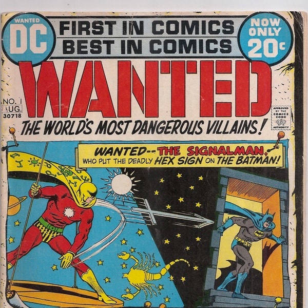 Wanted The Worlds Most Dangerous Villains 1 VGFN Superhero Batman Green Arrow Green Lantern DC Comics Books Bronze Age August 1972