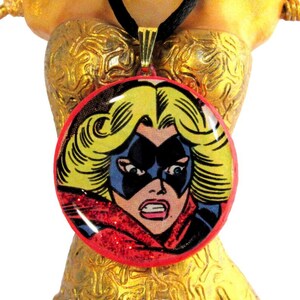 Upcycled Comic Book Pendant 24" Necklace Superhero Jewelry Ms Marvel Image Clipping Pop Culture Birthday Gifts for Her Kids