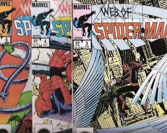 Web of Spider-man 3 4 5 NM NM- Vulture Doctor Octopus High Grade 3 Books Marvel Comics 1985 Copper Age Gifts for Him Her