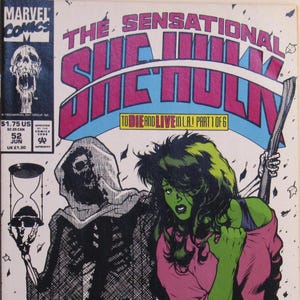 The Sensational She-Hulk 52 NM- Adam Hughes Cover The Rumbler Thing Mr Fantastic Marvel Comic Book Modern Age Jun 1993 Gift for Him Her