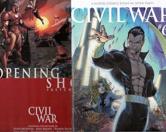 Civil War 6 Michael Turner Variant NMMT with Sketchbook NM Marvel Comics Book Modern Age 2000s Christmas Gifts for Him Her