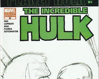 The Incredible Hulk 98 NM+ Ladronn Sketch Variant Planet Hulk Marvel Comics Book Modern Age 2000s Gifts For Him Her
