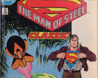 The Man of Steel 1 VFNM Superman Classic Rare 2nd Print So Much Fun Variant DC Comics Book Oct 1986 Copper Age for Him Her Birthday Gifts