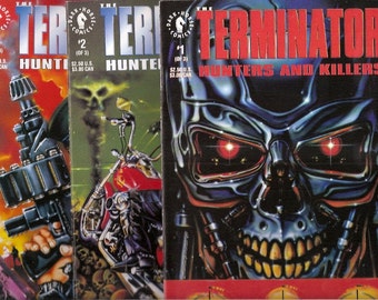 The Terminator Hunters and Killers 1 2 3 NM NM- Complete Lot Set Dark Horse Comics Books 1992 Gifts for Him Her Sci Fi Robots