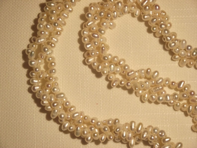 Triple Strand Cultured Pearls Seed Pearl Necklace White Pearls Vietnam Pearls