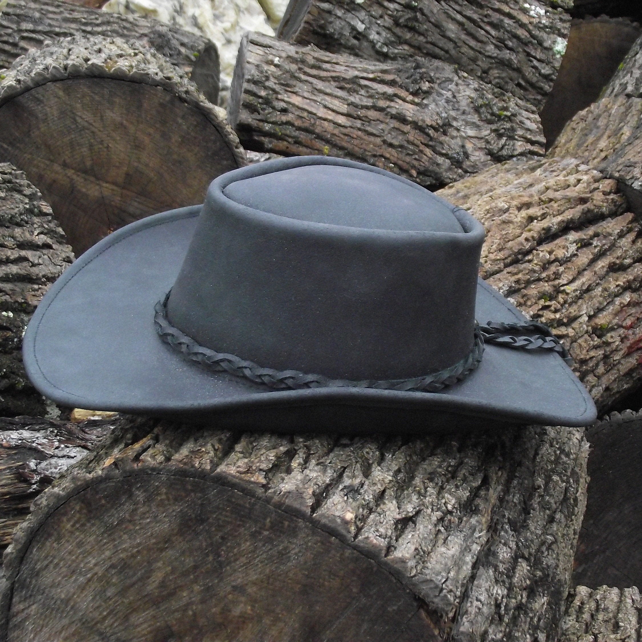 Leather Cowboy Hat Wide Brim Hat 