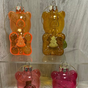 Ashland Gummy Bear with Glitter Tree Belly Blown Glass Christmas Ornament Food Gummi Snack