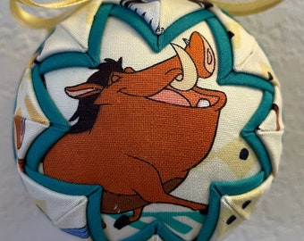 Fabric Quilted 3" Ball Ornament Inspired by The Lion King Pumbaa Timon