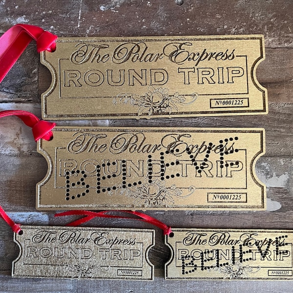 CUSTOM Handmade Christmas Wood Wooden Ornament Tag Inspired by Polar Express Believe Ticket First Gift Santa VARIOUS SIZES