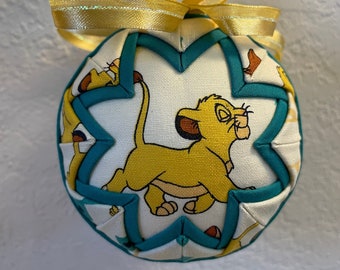 Fabric Quilted 3" Ball Ornament Inspired by The Lion King Simba Pumbaa Timon Zazu