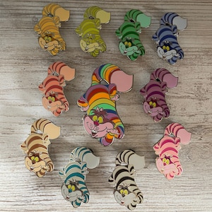 FANTASY PIN Inspired by Alice in Wonderland Cheshire Cat Rainbow Kitties IN-Hand Red Orange Yellow Green Blue Purple Brown Black Live Action