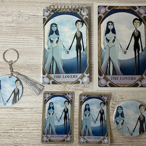 Tarot Card Postal Impresión Inspirada en Corpse Bride Emily & Victor The Lovers Llaveros Pegatinas Imanes Botones Blocs de notas