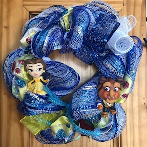 Handmade Disney Inspired Tsum Tsums & Funko 12&quot; Wreath Beauty and the Beast Belle Rose Bud