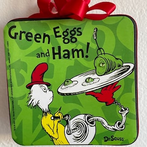 Custom Dr Seuss Inspired Green Eggs and Ham Christmas Ornament