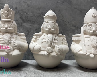 Ceramic Bisque Paint Your Own Roly Poly Nutcracker Soldiers Ornaments or Figures YOU PAINT DIY Unpainted