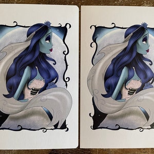 Impression de carte postale inspirée par Corpse Bride Emily Skeleton Profile Wall Art Hanging