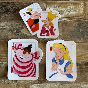 Stickers inspirés de cartes à jouer Sticker imperméable en vinyle pour bouteille d'eau d'Alice au pays des merveilles de 3,25 pouces