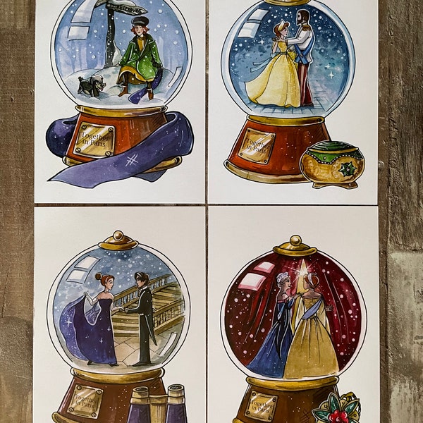 Postcard Print Inspired by Anastasia Snowglobe Card Wall Art Hanging