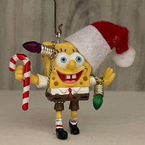 Handmade SpongeBob SquarePants Tangled in Christmas Lights Ornament