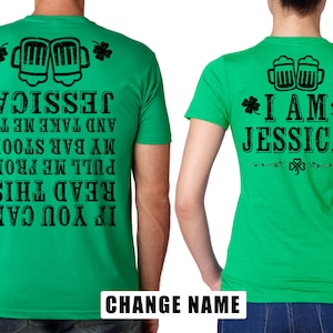 Funny Customizable Name Green Irish T-shirts St. Patrick's Day Irish Holiday Green Tees St Paddy's Patty's Day Tee shirts Green costume tees image 1