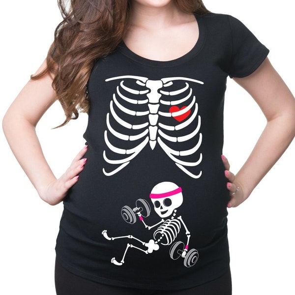Skeleton Baby Girl Maternity T-Shirt Funny X Ray Trainer In Progress Pregnancy Shirt