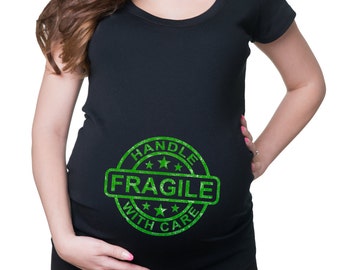 Fragile Handle With Care T-Shirt Maternity Top Gift For Pregnant Woman Pregnancy Tee Shirt