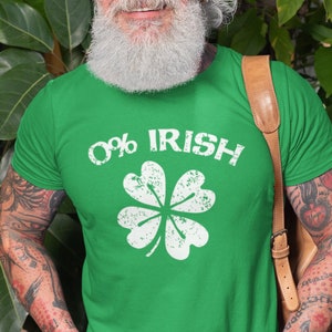 Mens 0% Irish T-shirt Funny Irish Patriotic T-Shirt Saint Patrick Gifts For Irish St Patrick&#39;s Day Tee Shirt St Patty&#39;s Shirt St Paddy Gift