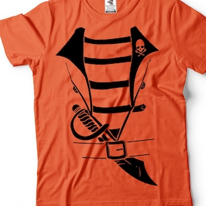 Funny Halloween Tee Shirt Halloween pirate costume Pirate T-shirt Costume for Halloween orange Tee