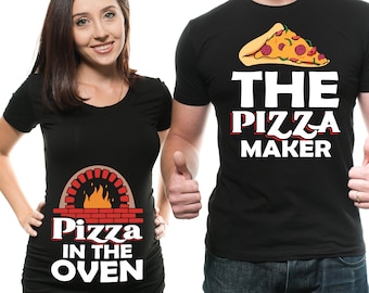 Funny Pizza Maker Maternity Shirt Set, Pregnancy Announcement T-shirts
