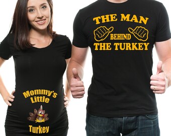 Thanksgiving Maternity T-shirt Turkey Maternity Shirt Couple matching Thanksgiving Shirts