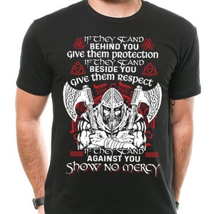 Viking T-shirt Show No Mercy Mens Viking Tee Shirt Odin T-shirt Birthday Gift Mens Tee Shirt
