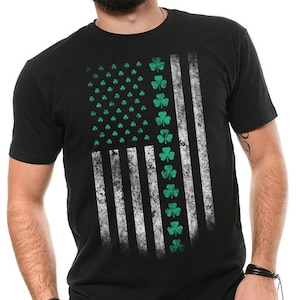 Camiseta con trébol y bandera de EE. UU. del Día de San Patricio